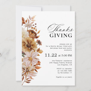 Rustic Fall Floral Thanksgiving Invitation