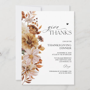 Rustic Fall Floral Thanksgiving Invitation