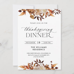 Rustic Fall Floral Thanksgiving Invitation