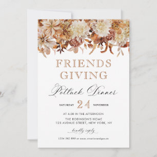 Rustic Fall Floral Thanksgiving Invitation