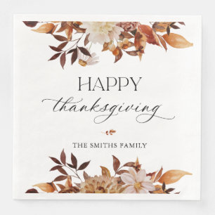 Rustic Fall Floral Thanksgiving Paper Napkin