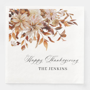 Rustic Fall Floral Thanksgiving Paper Napkin