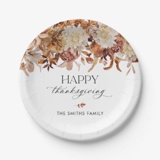 Rustic Fall Floral Thanksgiving Paper Plates