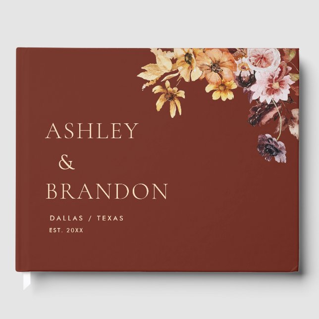 Rustic Fall Floral Wedding Custom Guest Book (Front)
