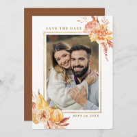 Rustic Fall Floral Wedding Gold Frame Photo