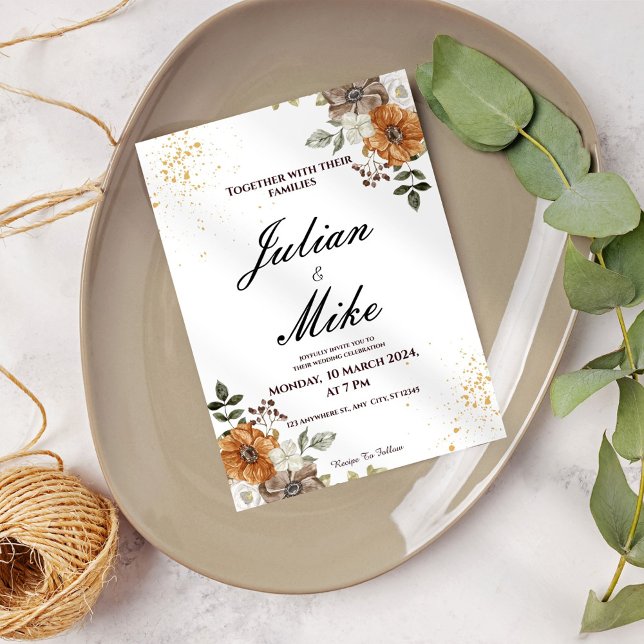Rustic Fall Floral Wedding Invitatio Invitation (Creator Uploaded)
