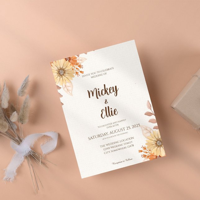 Rustic Fall Floral Wedding Invitation (Creator Uploaded)