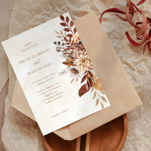 Rustic Fall Floral Wedding Invitation
