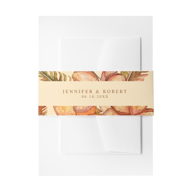Rustic Fall Floral Wedding Invitation Belly Band (Front Example)