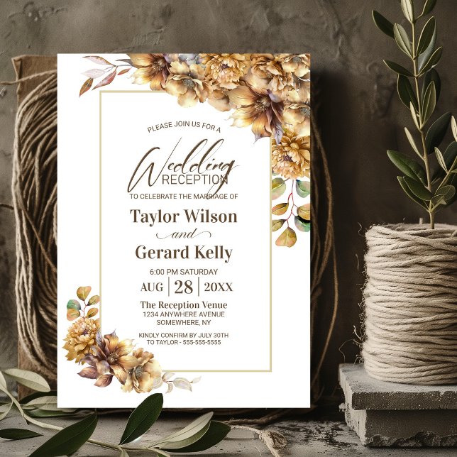 Rustic Fall Floral Wedding Reception Invitation (Creator Uploaded)