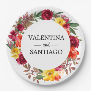 Rustic Fall Floral Wedding Thank You Favour Paper Plate