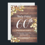 Rustic Fall Florals Gold Foil Dots 60th Birthday Invitation<br><div class="desc">This design features pretty painted branches and leaves in fall colours with faux gold foil dots on a rustic wood background. Click the customise button for more flexibility in modifying the text or moving the graphics! Variations of this design as well as coordinating products are available in our shop, zazzle.com/store/doodlelulu....</div>