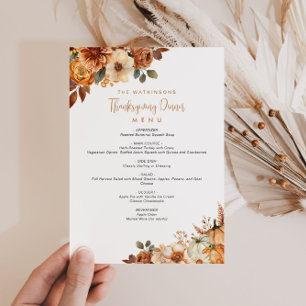 rustic fall flowers thanksgiving menu