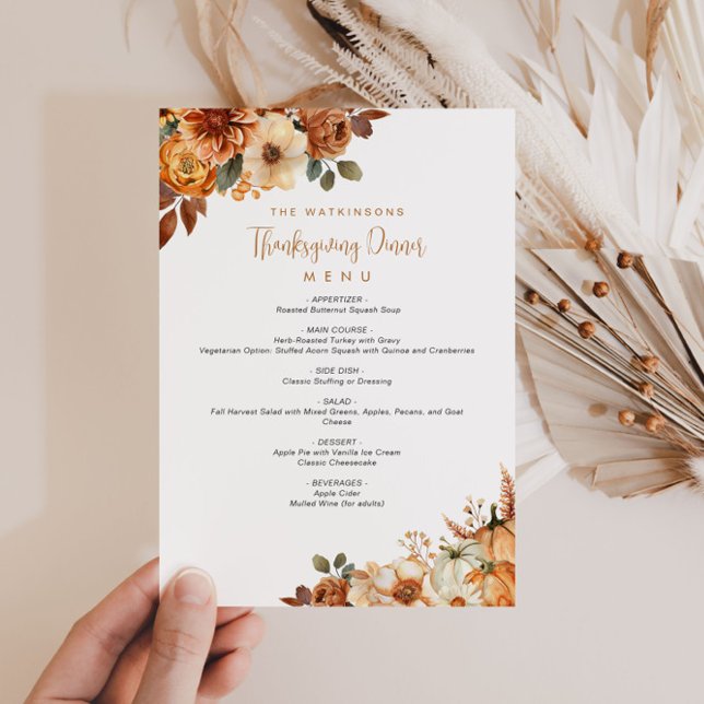 rustic fall flowers thanksgiving menu (Creator Uploaded)