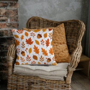 Rustic Fall Foliage & Acorn Cushion