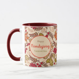 Rustic Fall Foliage & Berry Custom Friendsgiving Mug