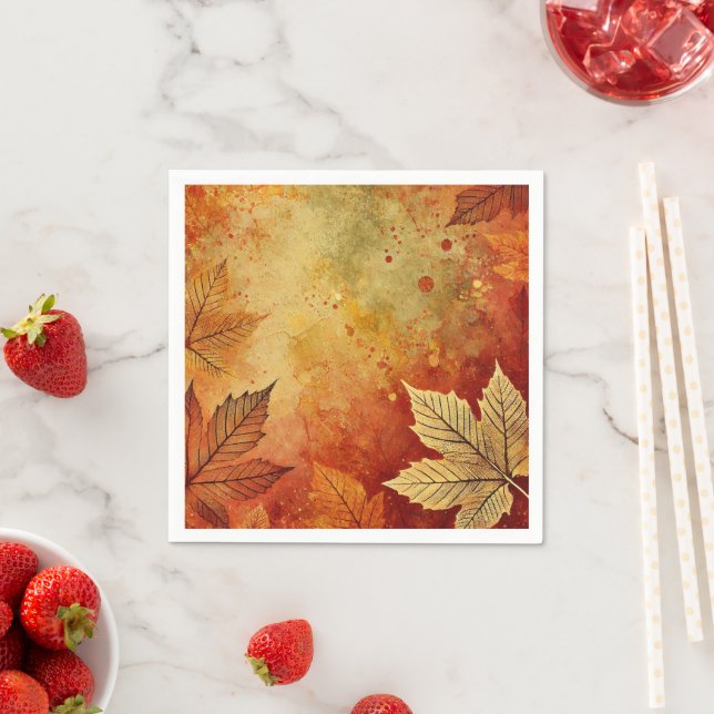 Rustic Fall Foliage Distressed Ink Decoupage Napkin (Insitu)