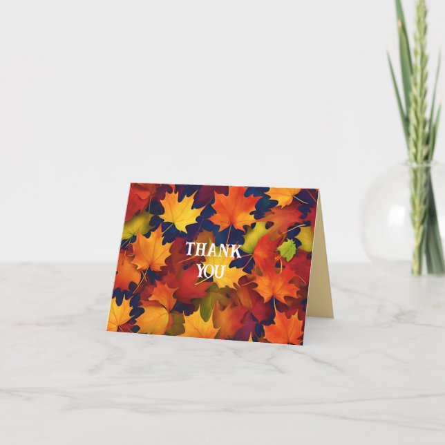 Rustic Fall Foliage Folded Thank You Card (Front)
