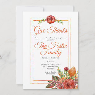 Rustic Fall Foliage Thanksgiving Dinner Invitation