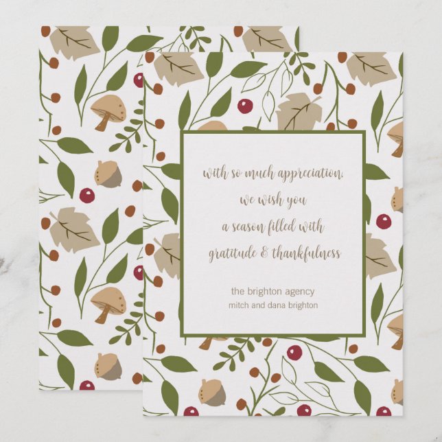 Rustic Fall Foliage Thanksgiving Gratitude Holiday Card (Front/Back)