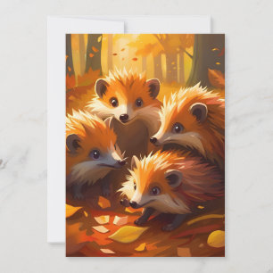 Rustic Fall Foliage Woodland Hedgehog Haven Announcement