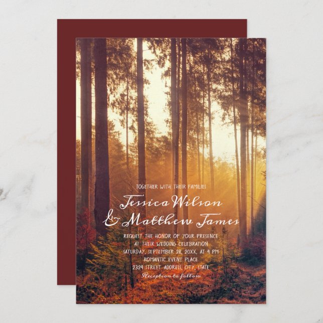 Rustic Fall Forest Autumn Colours Country Wedding Invitation (Front/Back)