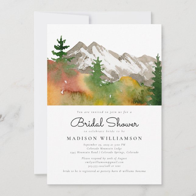 Rustic Fall Forest Mountain Boho Bridal Shower  In Invitation (Front)