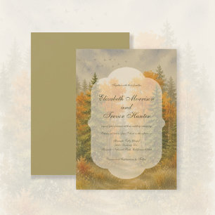 Rustic Fall Forest Watercolor Wedding Invitation