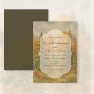 Rustic Fall Forest Watercolor Wedding Invitation