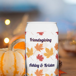 Rustic Fall Friendsgiving Custom Names Can  Glass