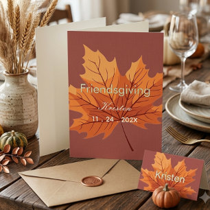 Rustic Fall Friendsgiving Custom Names   Card
