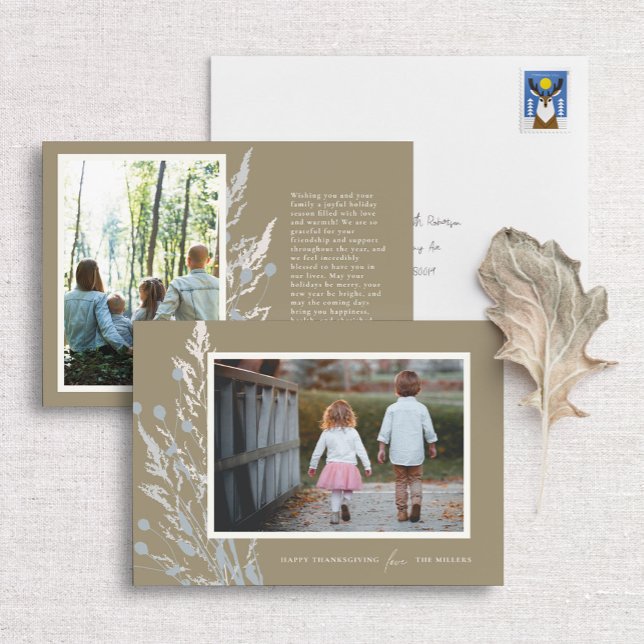 Rustic Fall Grasses Thanksgiving Photo Card (Creator Uploaded)