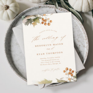 Rustic Fall Greenery Leaves Foliage Wedding Invitation