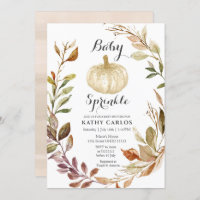 Rustic Fall Greenery White Pumpkin Baby Sprinkle