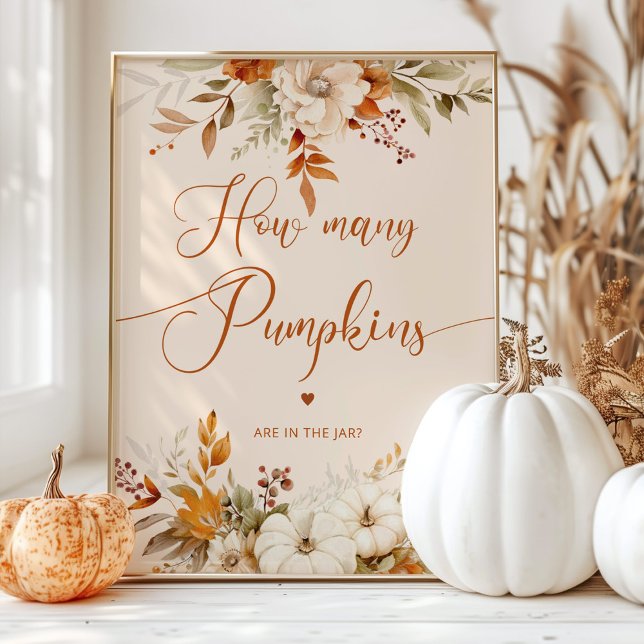 Rustic fall guess how many pumpkins baby shower poster (Creator Uploaded)