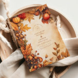 Rustic Fall Harvest Wedding Invitation<br><div class="desc">Celebrate your love amidst the golden glow of fall with this rustic harvest design. Featuring pumpkins,  apples,  acorns,  and autumn leaves in warm watercolor tones,  this forest-inspired layout is perfect for cosy countryside weddings,  barn ceremonies,  or any autumn celebration. Fully customisable with your details.</div>