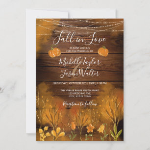 Rustic Fall in Love Autumn Floral Botanic Pumpkin Invitation