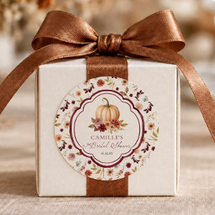 Rustic Fall in Love Bridal Shower Round Sticker
