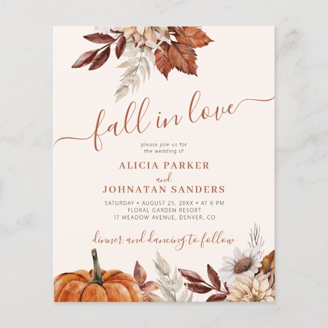 Rustic fall in love BUDGET wedding invitation Flyer (Front)