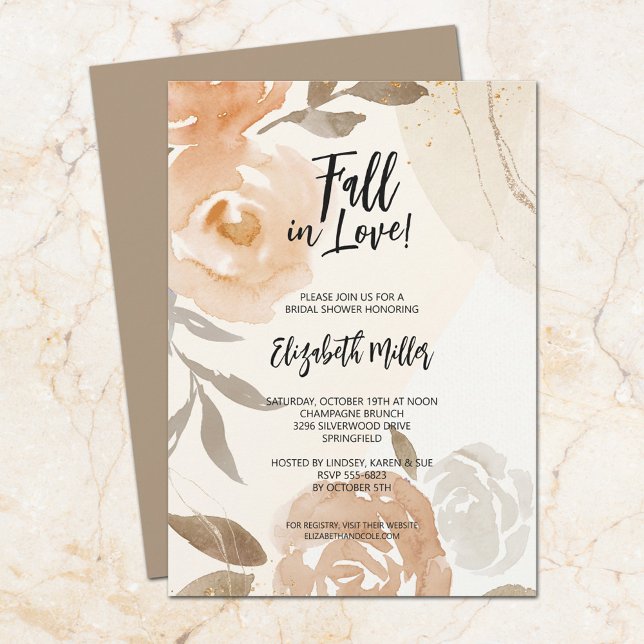 Rustic Fall in Love Floral Bridal Shower Invitation (Creator Uploaded)