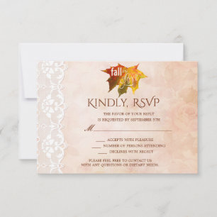 Rustic Fall in Love Lace Wedding RSVP Card