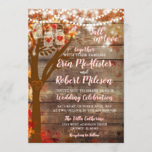 Rustic Fall in Love Oak Tree Wedding Invitation