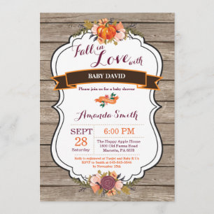 Rustic Fall in Love Pumpkin Baby Shower Invitation