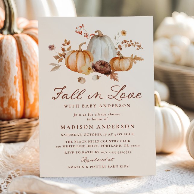 Rustic Fall in Love Pumpkin Baby Shower Invitation (Creator Uploaded)