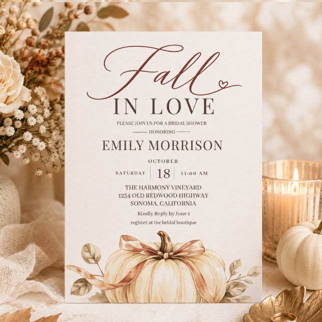 Rustic Fall in Love Pumpkin Bridal Shower Invitation (Creator Uploaded)