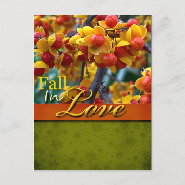 Rustic Fall In Love Wedding Postcard (Front)