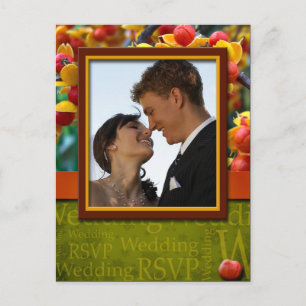 Rustic Fall In Love Wedding RSVP Photo Postcard