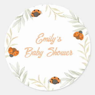 Rustic Fall Ladybug Greenery Baby Shower Classic Round Sticker