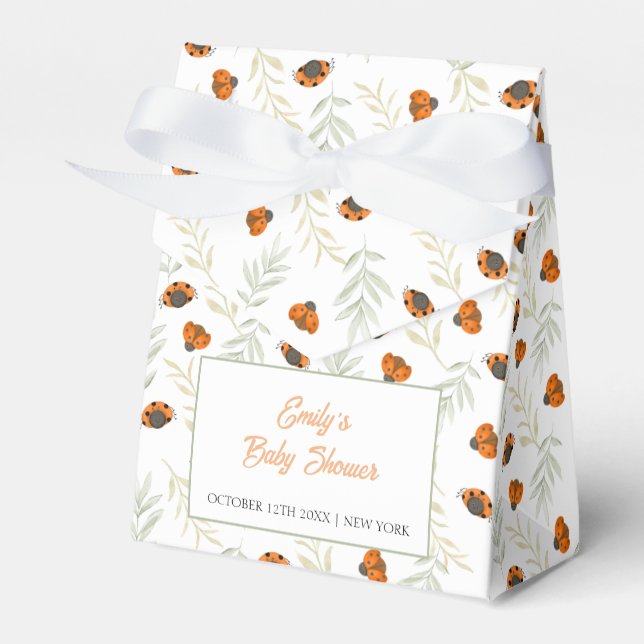 Rustic Fall Ladybug Greenery Baby Shower  Favour Box (Front Side)