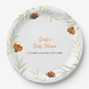 Rustic Fall Ladybug Greenery Baby Shower  Paper Plate